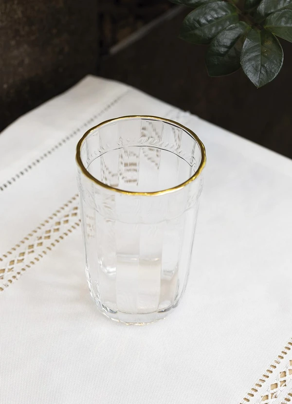 Lar e Lazer - Copo Alto de com Fio Dourado 370ml Em Vidro 2