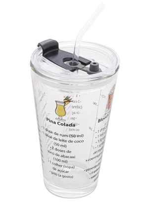 Lar e Lazer - Copo de Drink Vidro com Canudo - 450 Ml - LAR E LAZER