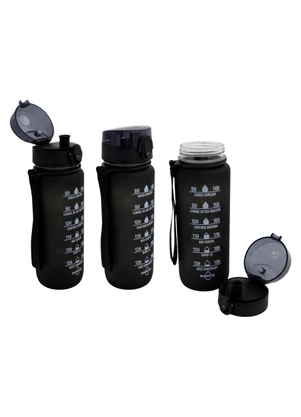 Lar e Lazer - Garrafa com Tampa e Alça Preto - LAR E LAZER