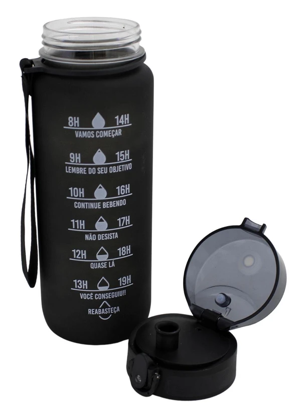 Lar e Lazer - Garrafa com Tampa e Alça Preto 3