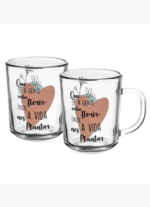 Lar e Lazer - Kit 2 Canecas de Vidro Florir - 220 Ml - LAR E LAZER