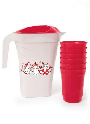 Giplas - Kit Jarra com 6 Copos Gatinhos - GIPLAS