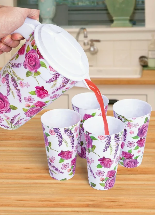 Mundo Lar - Kit Jarra com Copos Floral 5 Peças 4