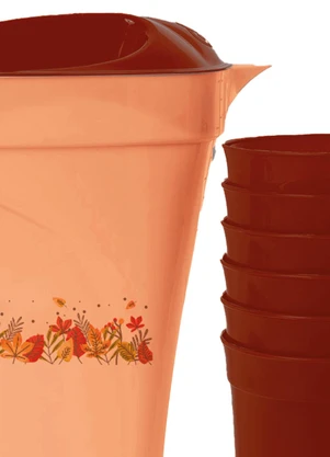 Giplas - Kit Jarra e 6 Copos Floral Outono - GIPLAS