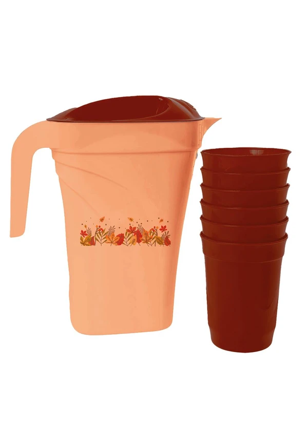 Giplas - Kit Jarra e 6 Copos Floral Outono