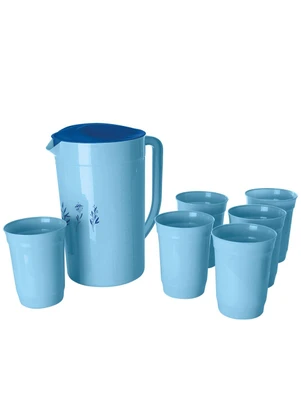 Giplas - Kit Jarra e Copos Floral Azul 7 Peças - GIPLAS