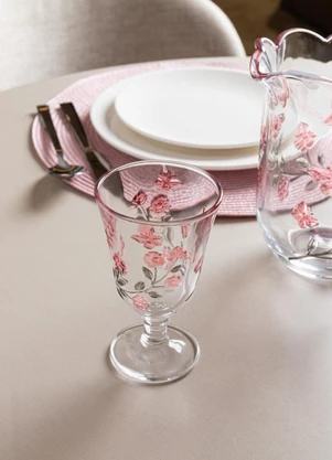 Lar e Lazer - Taça para Água Lys Hand Painti - LAR E LAZER