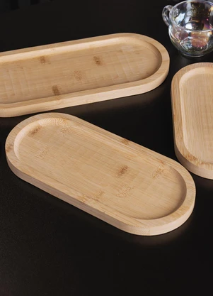 Lar e Lazer - Bandeja Oval Nature 24cm X 11cm X 1,5 cm Bambu - LAR E LAZER