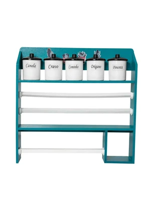 Lar e Lazer - Estante Trio Rolos e 5 Potes Mantimentos Cacto - LAR E LAZER