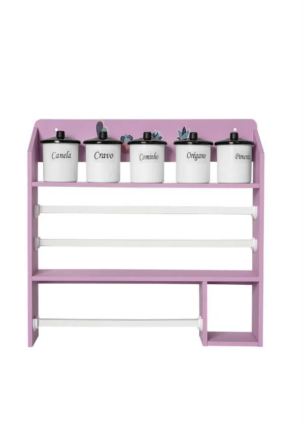 Lar e Lazer - Estante Trio Rolos e 5 Potes Mantimentos Suculenta