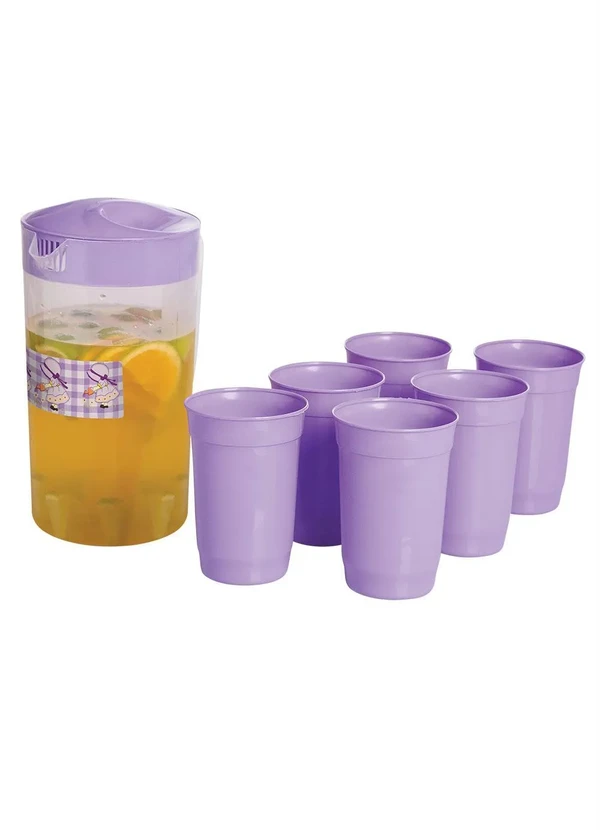 Lar e Lazer - Jarra com 6 Copos em Plástico Lilás
