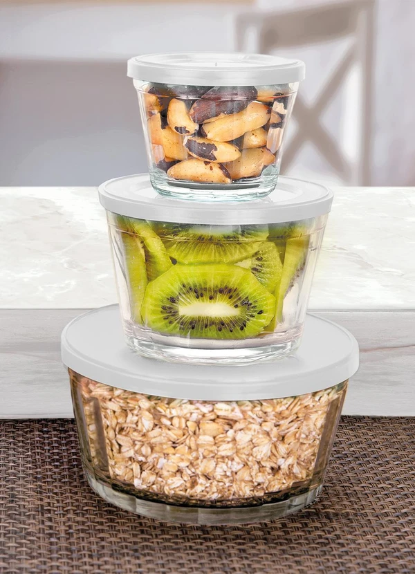 Nadir - Kit 3 Tigelas Americanas Em Vidro com Tampa