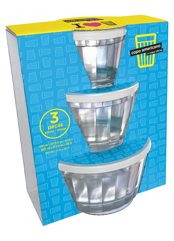 Nadir - Kit 3 Tigelas Americanas Em Vidro com Tampa 2