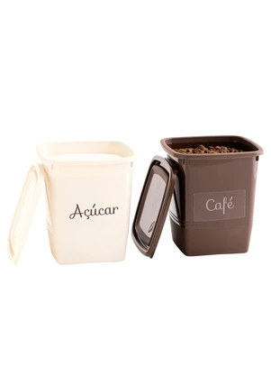 Giplas - Kit 2 Organizadores Quadrados Marfim/Marrom 1,95 - GIPLAS