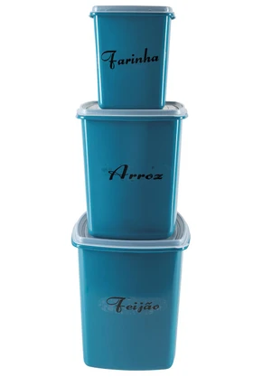 Lar e Lazer - Kit 3 Potes Mantimentos Azul Tourmalina - LAR E LAZER