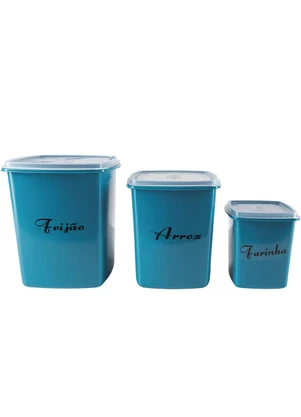 Lar e Lazer - Kit 3 Potes Mantimentos Azul Tourmalina - LAR E LAZER