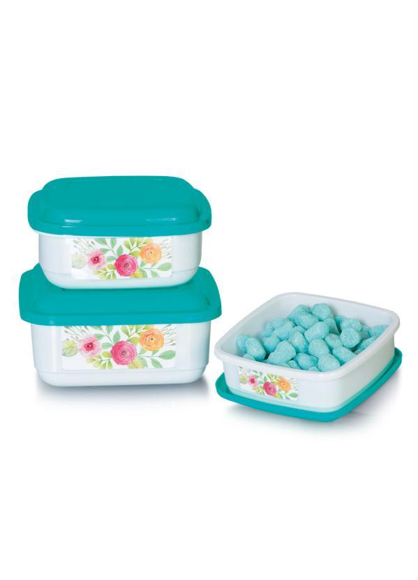 Lar e Lazer - Kit 3 Potes Quadrados Floral 2
