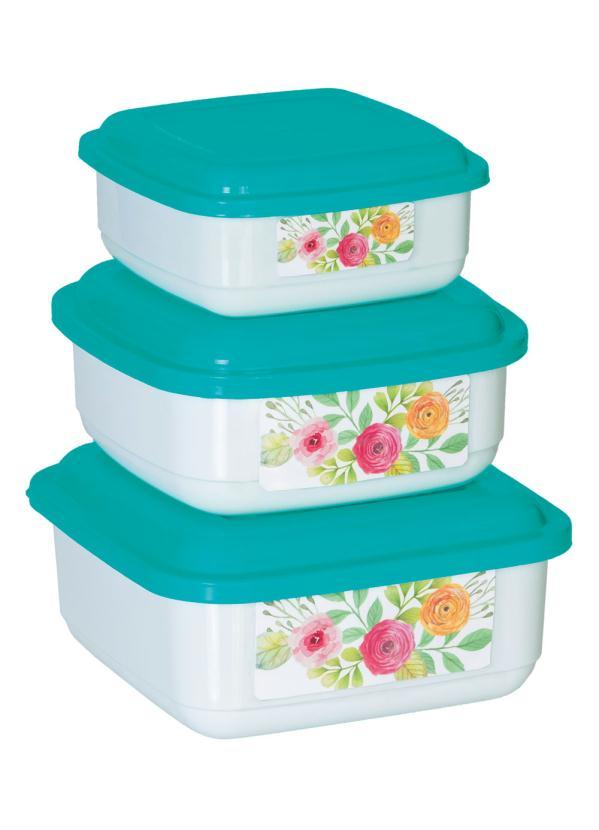 Lar e Lazer - Kit 3 Potes Quadrados Floral 3