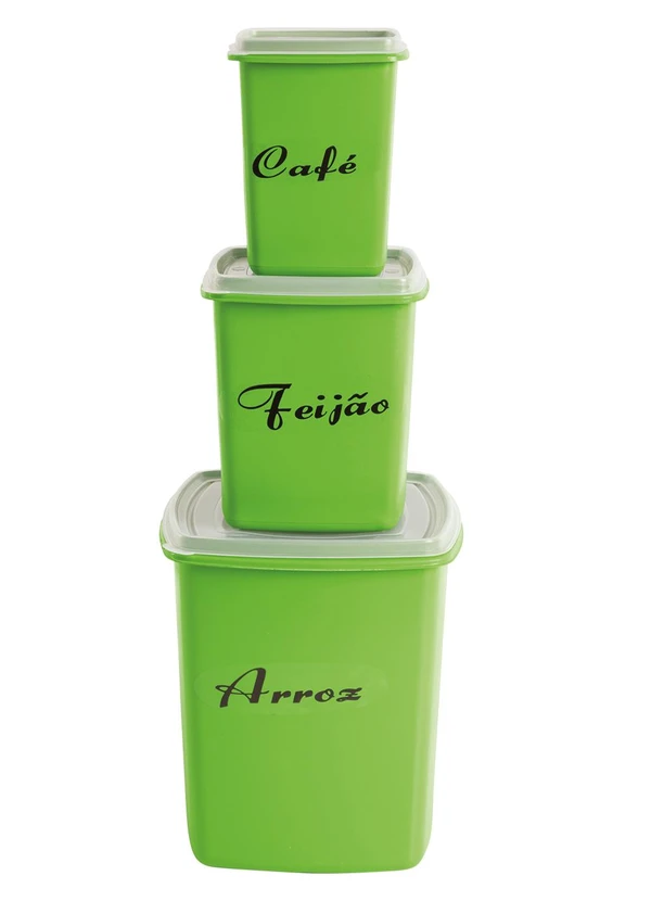 Lar e Lazer - Kit 3 Potes Quadrados Herméticos Mv