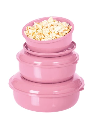 Lar e Lazer - Kit 3 Potes Redondos Rosa - LAR E LAZER