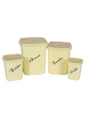 Kit 4 Potes Herm�ticos (Amarelo Manteiga)
