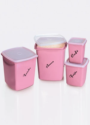 Lar e Lazer - Kit 4 Potes Herméticos Quadrados Rc - LAR E LAZER