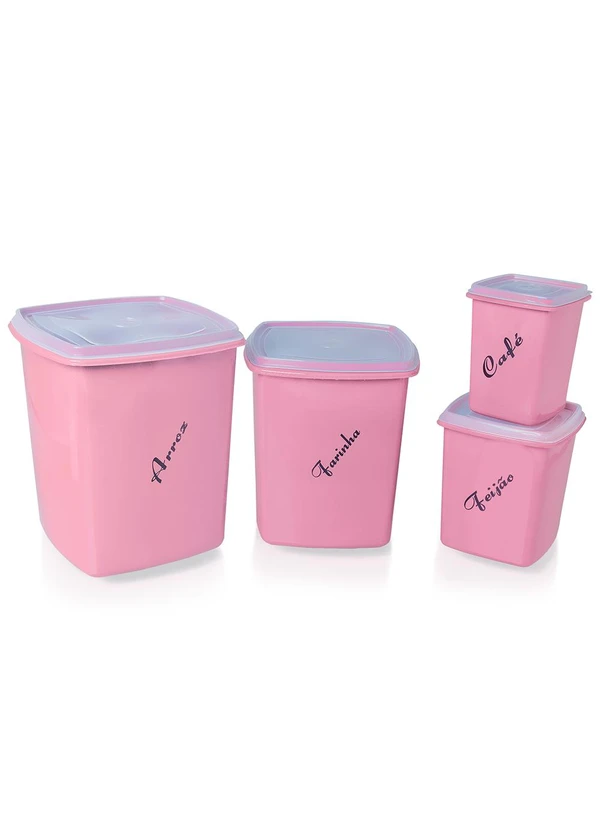 Lar e Lazer - Kit 4 Potes Herméticos Quadrados Rc 2