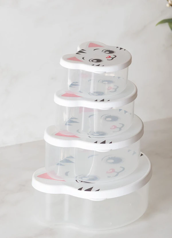 Lar e Lazer - Kit 4 Potes para Armazenamento Gato