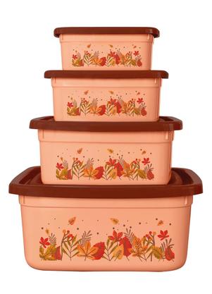 Kit 4 Potes Quadrados Floral Outono