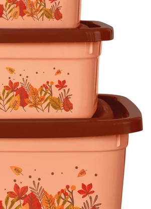 Giplas - Kit 4 Potes Quadrados Floral Outono - GIPLAS