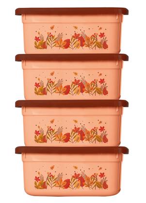 Kit 4 Potes Quadrados Floral Outono
