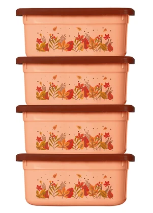 Giplas - Kit 4 Potes Quadrados Floral Outono - GIPLAS