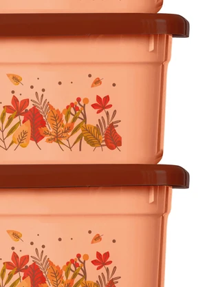 Giplas - Kit 4 Potes Quadrados Floral Outono - GIPLAS