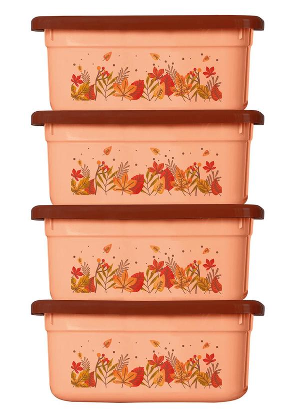 Kit 4 Potes Quadrados Floral Outono
