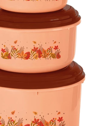 Giplas - Kit 4 Potes Redondos Floral Outono - GIPLAS