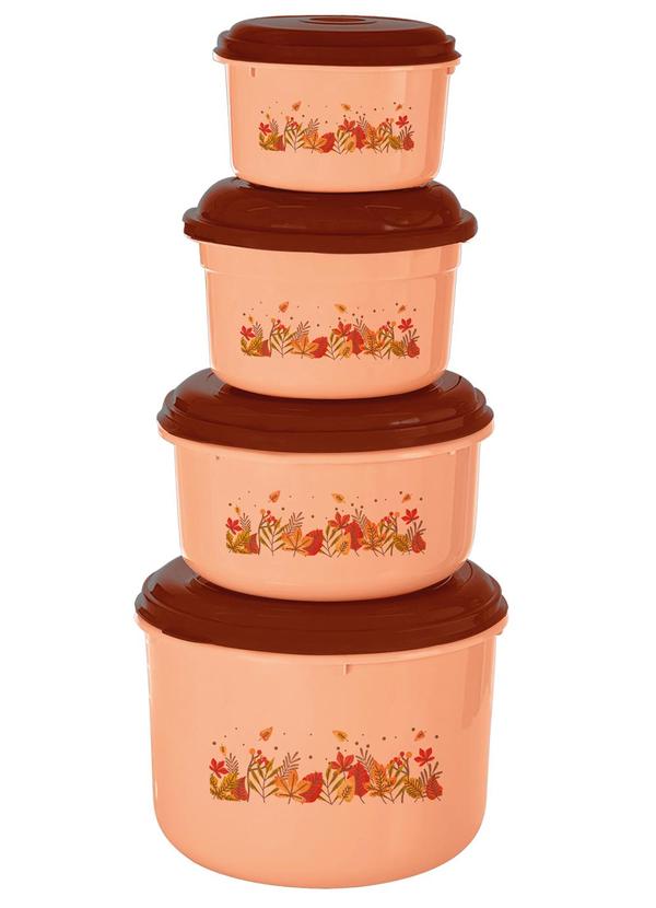 Kit 4 Potes Redondos Floral Outono