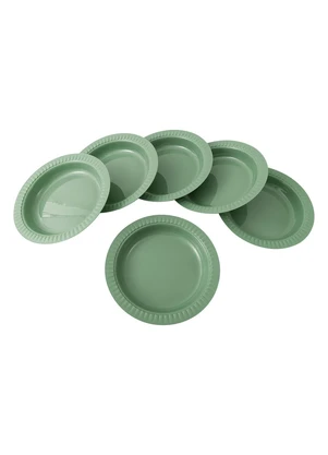 Giplas - Kit 6 Pratos de Plastico Verde Oliva - GIPLAS