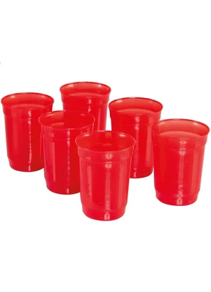 Giplas - Kit Jarra com 6 Copos Plástico Vermelho - GIPLAS