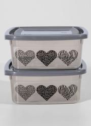 Kit Potes Cora��o Cinza 2 Pe�as