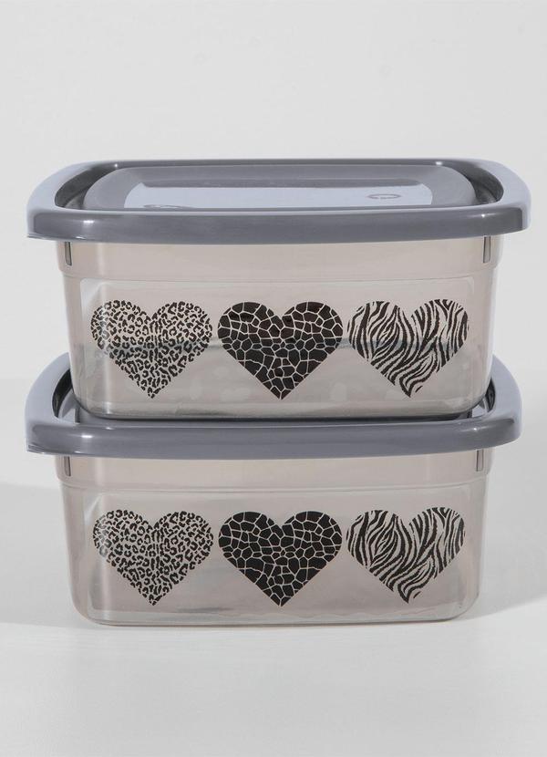 Kit Potes Corao Cinza 2 Peas