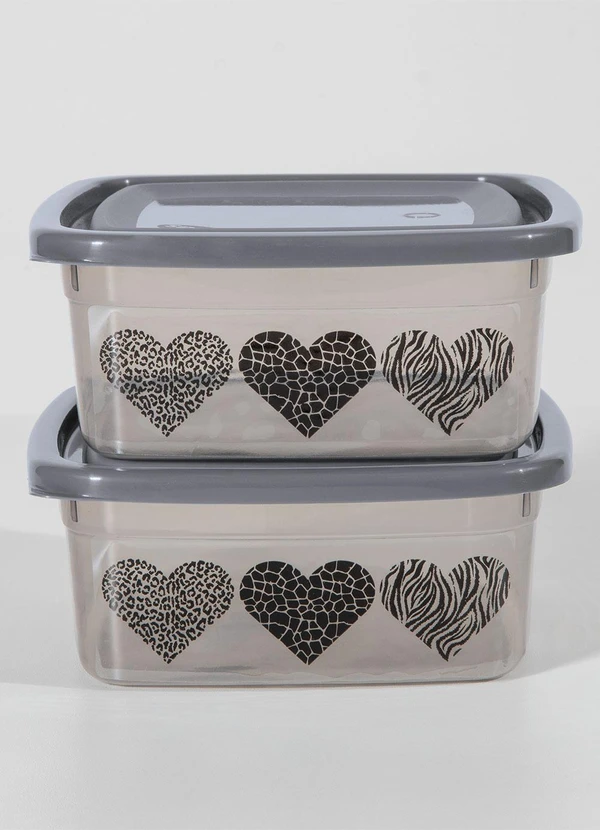 Giplas - Kit Potes Coração Cinza 2 Peças