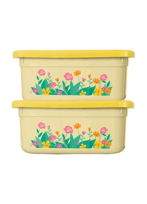 Giplas - Kit Potes Floral Amarelo 2 Peças - GIPLAS
