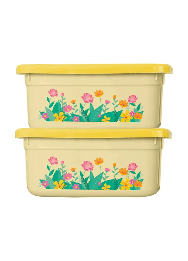 Giplas - Kit Potes Floral Amarelo 2 Peças