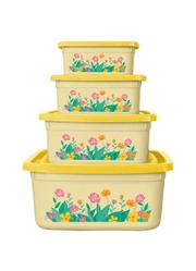 Kit Potes Floral Amarelo 4 Pe�as