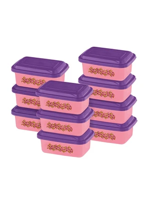 Lar e Lazer - Kit Potes Floral Lilás 10 Peças - LAR E LAZER