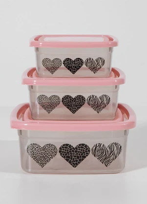 Giplas - Kit Potes Lovely Rosa 3 Peças - GIPLAS