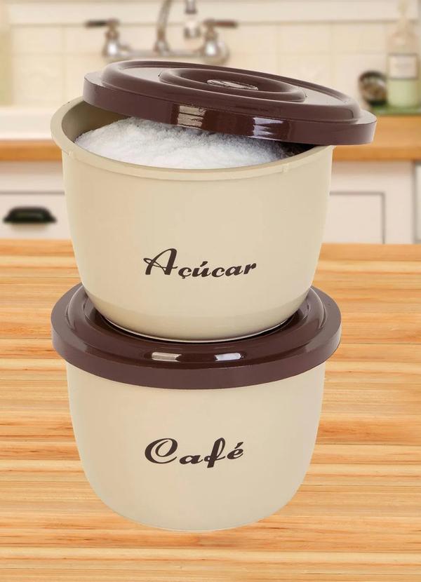 Lar e Lazer - Kit Potes Mantimentos Café e Açúcar 2 Peças 2
