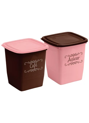 Giplas - Kit Potes Mantimentos Marrom 2 Peças - GIPLAS