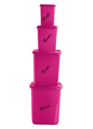 Lar e Lazer - Kit Potes Mantimentos Pink 4 Peças - LAR E LAZER