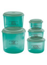 Kit Potes Mantimentos Verde 5 Pe�as